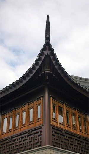 Photograph of the corner of Portland's - " Chinese Garden of Awakening Orchids - TeaHouse,"  taken by Matthew Haughey.