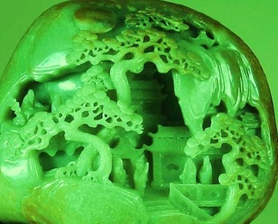 Jade objet d'art - ' zoomed in on. '