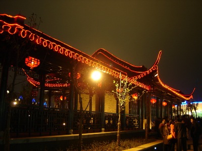 Architectural lighting features, in Yangzhou.