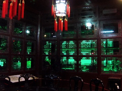 A view from inside one of the He Yuan pavilions.