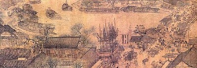 Portion from original panoramic painting of - " Along the River During the Qingming Festival."
