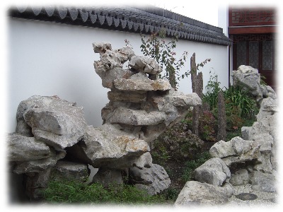 Main Hall courtyard garden in the Dunedin Chinese Garden  " Lan Yuan."