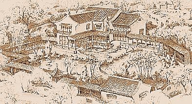 An artist's impression of a private scholar's garden.