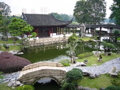 Singapore Penjing Garden Main Hall from left