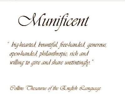 Munificent - A word defined in terms of the Jeffery Lee Wong Foundation