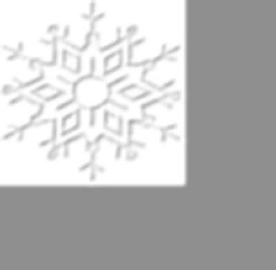 A singular digitised representation of a snow crystal, shown in contrast to square architectural elements.