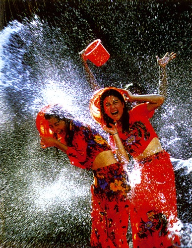 Celebrating a water festival in China.