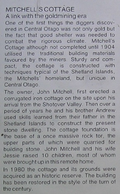 Extract from description plaque, for Mitchell's Cottage.