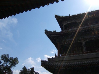 A beautiful sky view through the roof lines of the Summer Palace - photo courtesy of Mr. Lulu Gifford via Ms Zhang Jia.