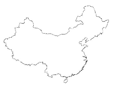 Blank outline map of China
