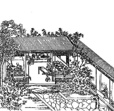 Hung Hsueh Yin Yuan T'u Chi - a woodcut by artist Lin Ching, apparently housed at the Harvard Yenching Library.